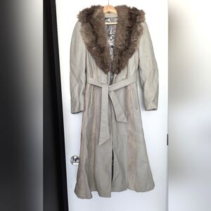 Vintage 70s or 80s Real Leather Real Fur Trench Coat